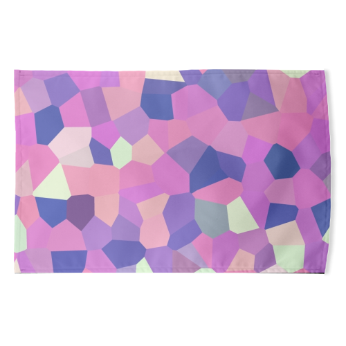 Pink Purple Blue and Yellow Mosaic - funny tea towel by Kaleiope Studio