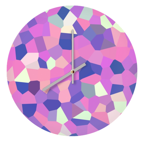 Pink Purple Blue and Yellow Mosaic - quirky wall clock by Kaleiope Studio