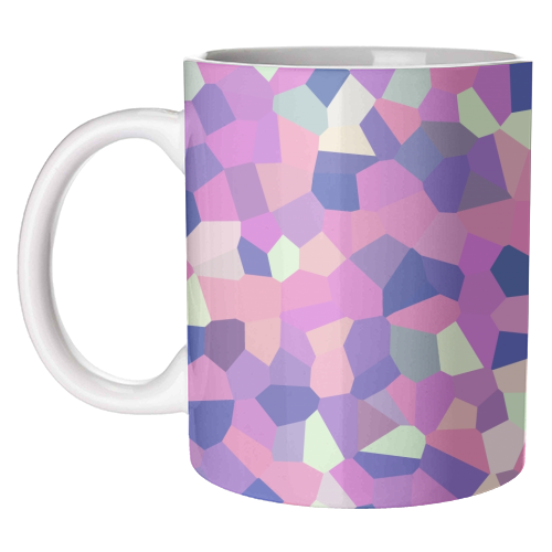 Pink Purple Blue and Yellow Mosaic - unique mug by Kaleiope Studio