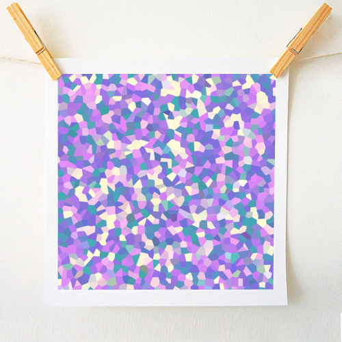 Purple Teal Pink and Yellow Mosaic - A1 - A4 art print by Kaleiope Studio