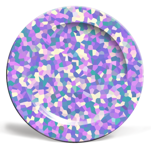 Purple Teal Pink and Yellow Mosaic - ceramic dinner plate by Kaleiope Studio