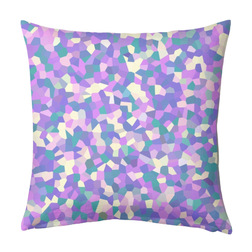 Purple Teal Pink and Yellow Mosaic - designed cushion by Kaleiope Studio