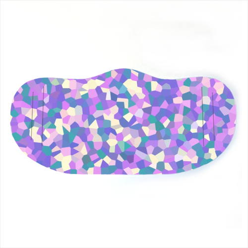 Purple Teal Pink and Yellow Mosaic - face cover mask by Kaleiope Studio