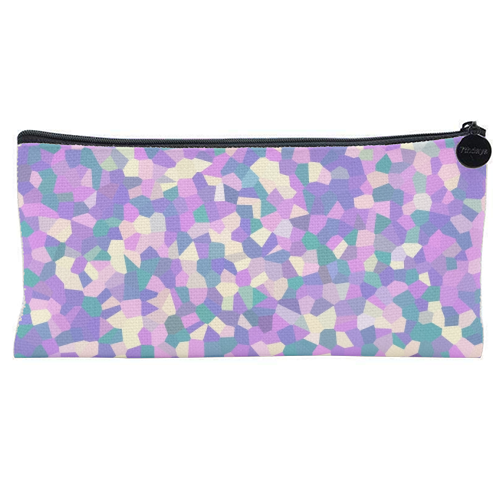 Purple Teal Pink and Yellow Mosaic - flat pencil case by Kaleiope Studio