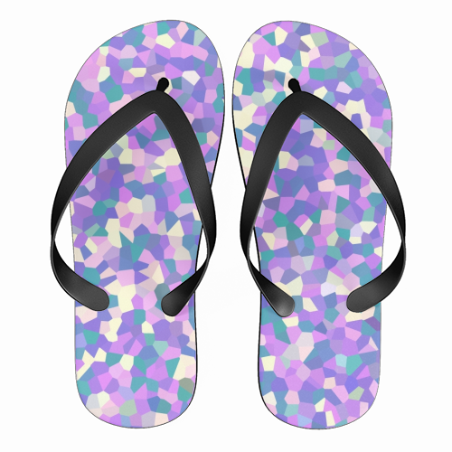 Purple Teal Pink and Yellow Mosaic - funny flip flops by Kaleiope Studio