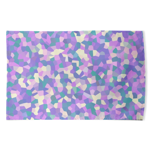 Purple Teal Pink and Yellow Mosaic - funny tea towel by Kaleiope Studio