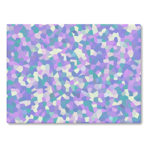 Purple Teal Pink and Yellow Mosaic - glass chopping board by Kaleiope Studio