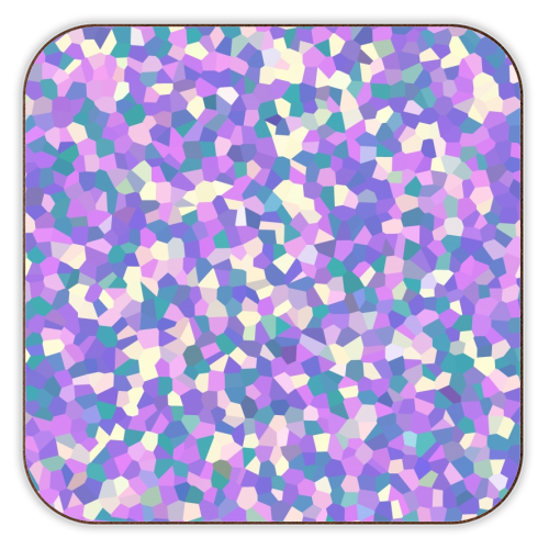 Purple Teal Pink and Yellow Mosaic - personalised beer coaster by Kaleiope Studio