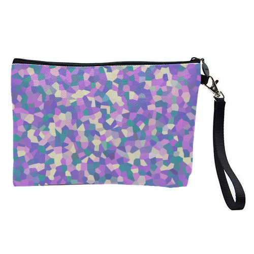 Purple Teal Pink and Yellow Mosaic - pretty makeup bag by Kaleiope Studio