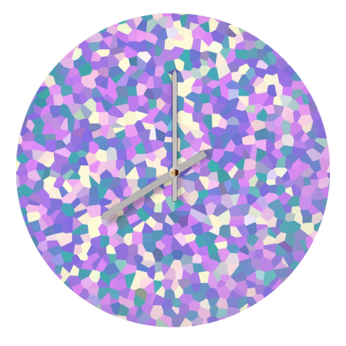 Purple Teal Pink and Yellow Mosaic - quirky wall clock by Kaleiope Studio