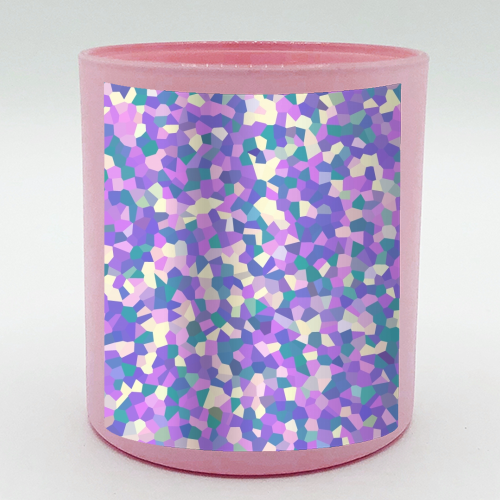 Purple Teal Pink and Yellow Mosaic - scented candle by Kaleiope Studio