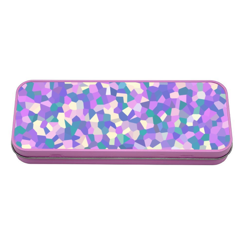 Purple Teal Pink and Yellow Mosaic - tin pencil case by Kaleiope Studio