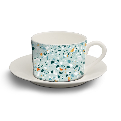 Mint Terrazzo - personalised cup and saucer by Uma Prabhakar Gokhale