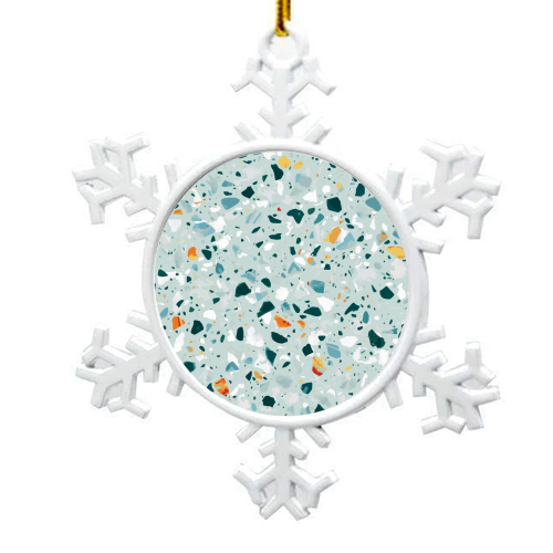 Mint Terrazzo - snowflake decoration by Uma Prabhakar Gokhale