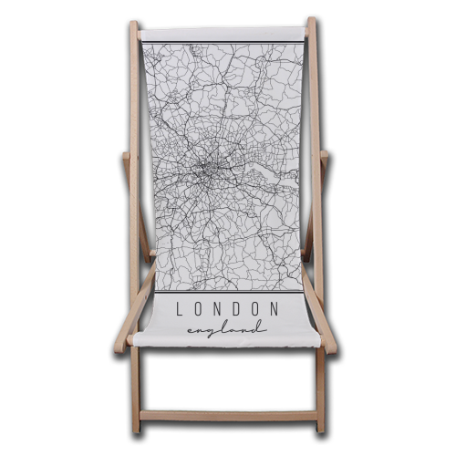 London England Street Map - canvas deck chair by Toni Scott