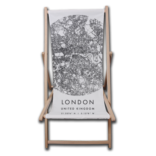 London United Kingdom Minimal Modern Circle Street Map - canvas deck chair by Toni Scott