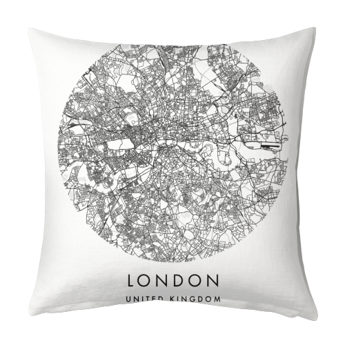 London United Kingdom Minimal Modern Circle Street Map - designed cushion by Toni Scott
