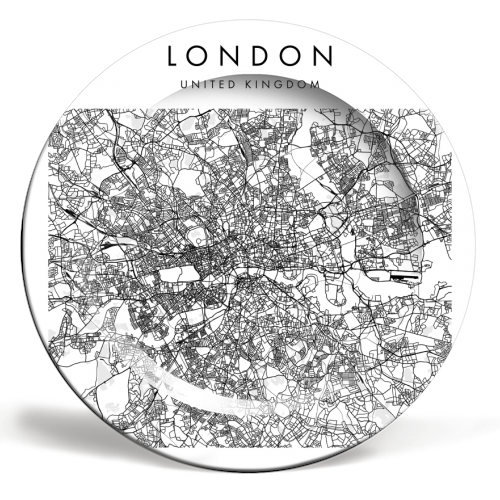 London United Kingdom Minimal Modern Street Map - ceramic dinner plate by Toni Scott