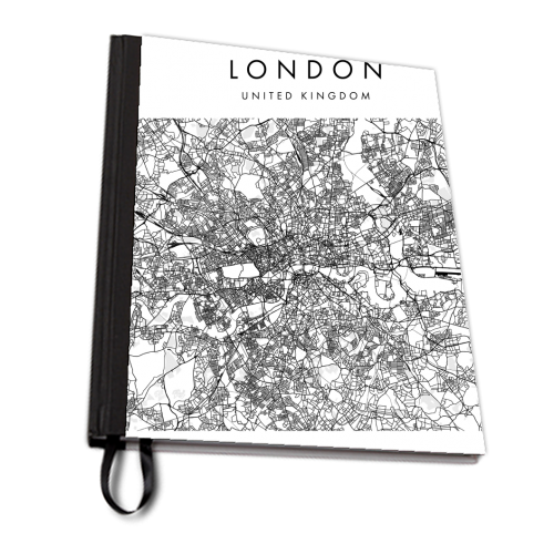 London United Kingdom Minimal Modern Street Map - personalised A4, A5, A6 notebook by Toni Scott