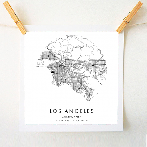 Los Angeles California Minimal Modern Circle Street Map - A1 - A4 art print by Toni Scott