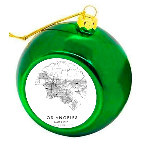 Los Angeles California Minimal Modern Circle Street Map - colourful christmas bauble by Toni Scott