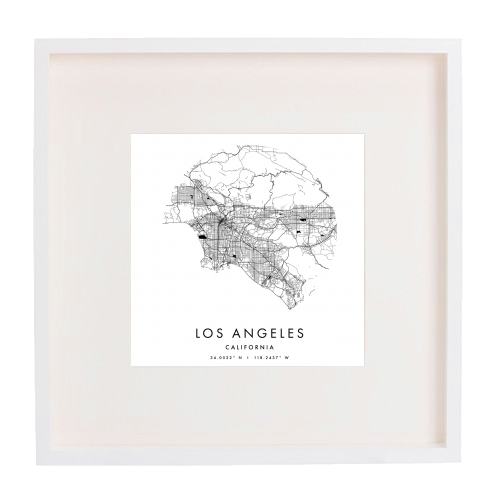 Los Angeles California Minimal Modern Circle Street Map - framed poster print by Toni Scott