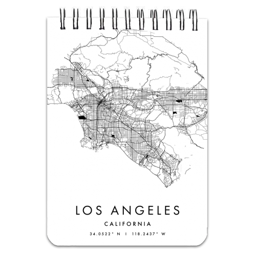 Los Angeles California Minimal Modern Circle Street Map - personalised A4, A5, A6 notebook by Toni Scott