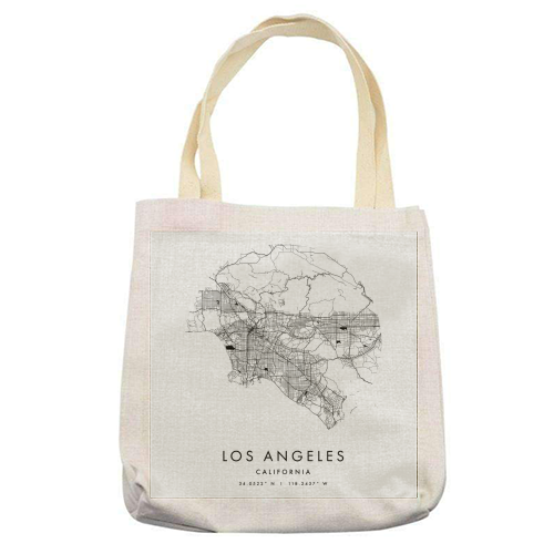 Los Angeles California Minimal Modern Circle Street Map - printed tote bag by Toni Scott