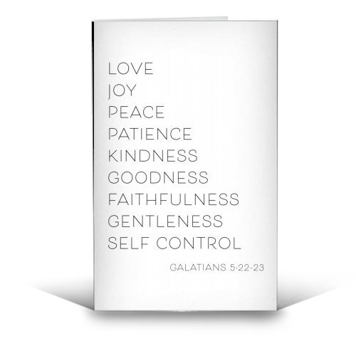 Love Joy Peace Patience Kindness Goodness Faithfulness Gentleness Self Control -Galatians 5:22-23 - funny greeting card by Toni Scott