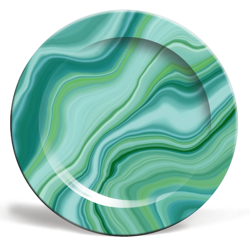 Liquid Emerald Green Agate Dream #1 #gem #decor #art - ceramic dinner plate by Anita Bella Jantz