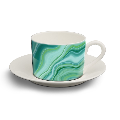 Liquid Emerald Green Agate Dream #1 #gem #decor #art - personalised cup and saucer by Anita Bella Jantz