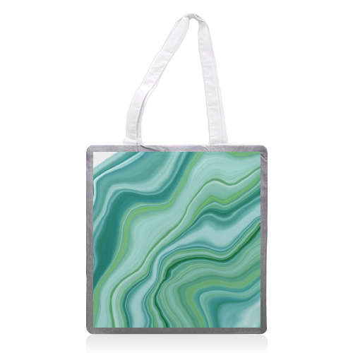 Liquid Emerald Green Agate Dream #1 #gem #decor #art - printed tote bag by Anita Bella Jantz