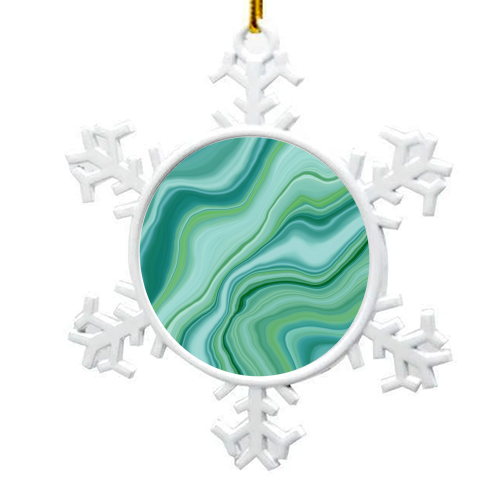 Liquid Emerald Green Agate Dream #1 #gem #decor #art - snowflake decoration by Anita Bella Jantz