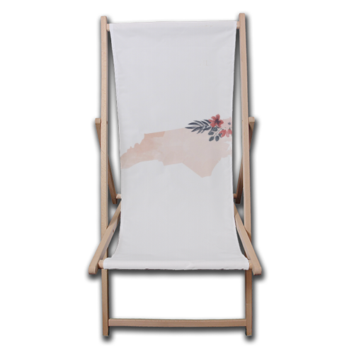 North Carolina Floral Watercolor State - canvas deck chair by Toni Scott