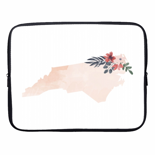 North Carolina Floral Watercolor State - designer laptop sleeve by Toni Scott