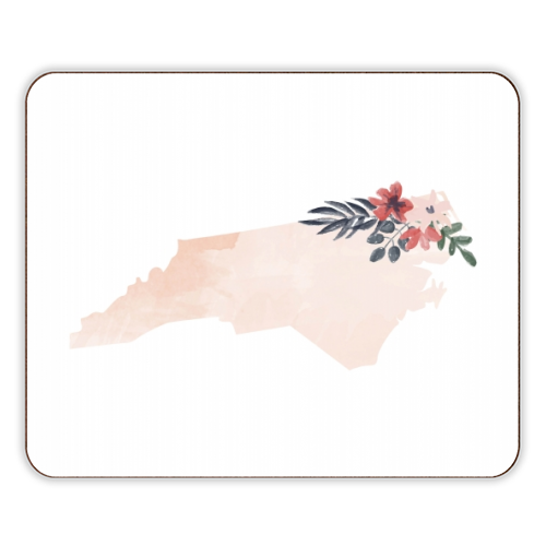 North Carolina Floral Watercolor State - designer placemat by Toni Scott