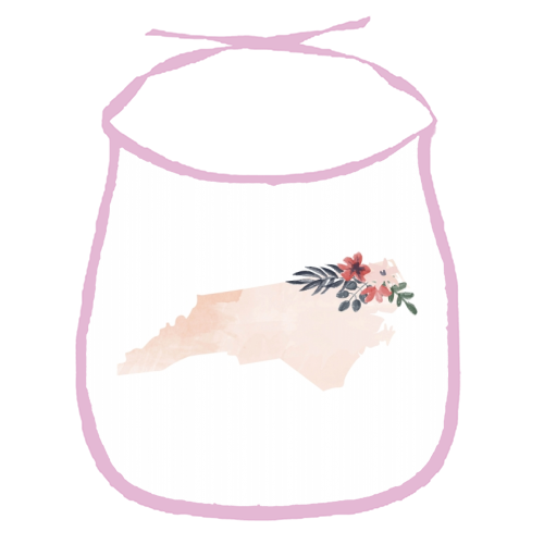 North Carolina Floral Watercolor State - funny baby bib by Toni Scott
