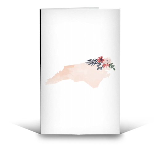 North Carolina Floral Watercolor State - funny greeting card by Toni Scott