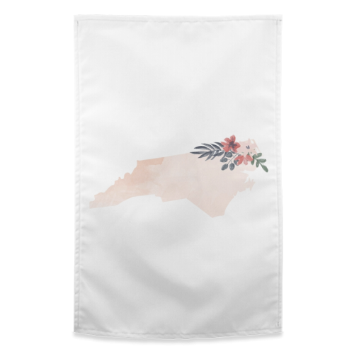 North Carolina Floral Watercolor State - funny tea towel by Toni Scott