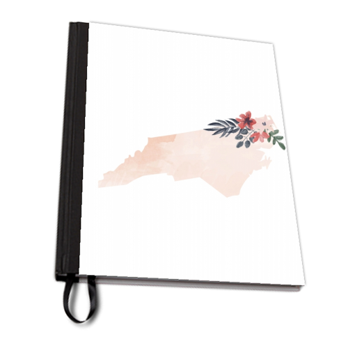 North Carolina Floral Watercolor State - personalised A4, A5, A6 notebook by Toni Scott