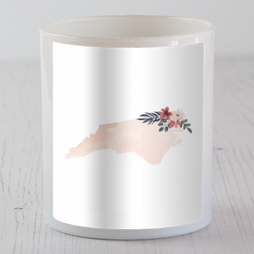 North Carolina Floral Watercolor State - scented candle by Toni Scott