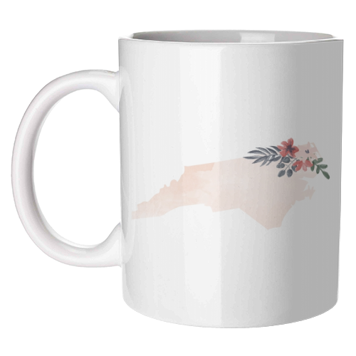 North Carolina Floral Watercolor State - unique mug by Toni Scott