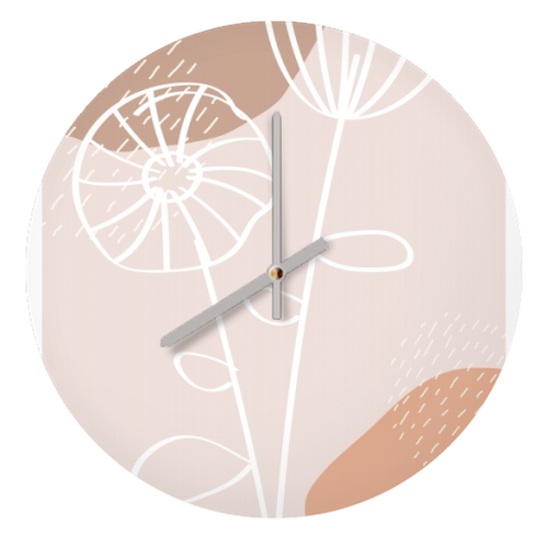 Organic Botanical Flower - quirky wall clock by Toni Scott