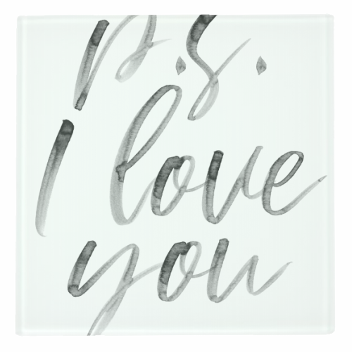 P.S. I Love You Watercolor Script - personalised beer coaster by Toni Scott