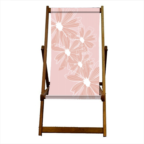 Pink and White Daisy Flowers - canvas deck chair by Toni Scott