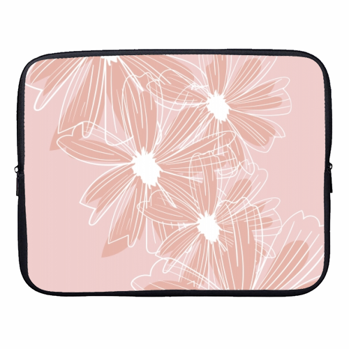 Pink and White Daisy Flowers - designer laptop sleeve by Toni Scott