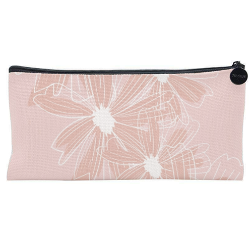 Pink and White Daisy Flowers - flat pencil case by Toni Scott