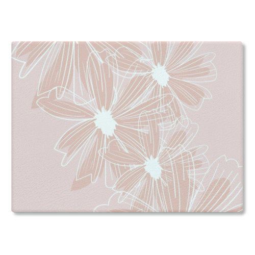 Pink and White Daisy Flowers - glass chopping board by Toni Scott