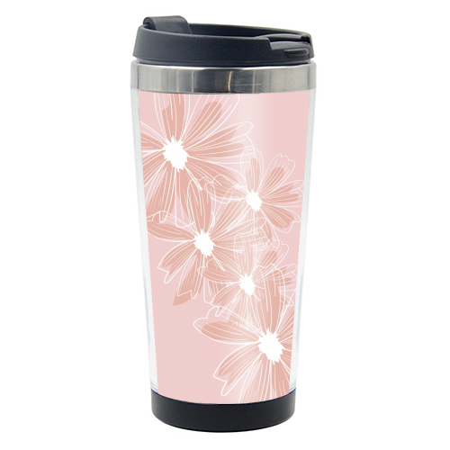 Pink and White Daisy Flowers - photo water bottle by Toni Scott