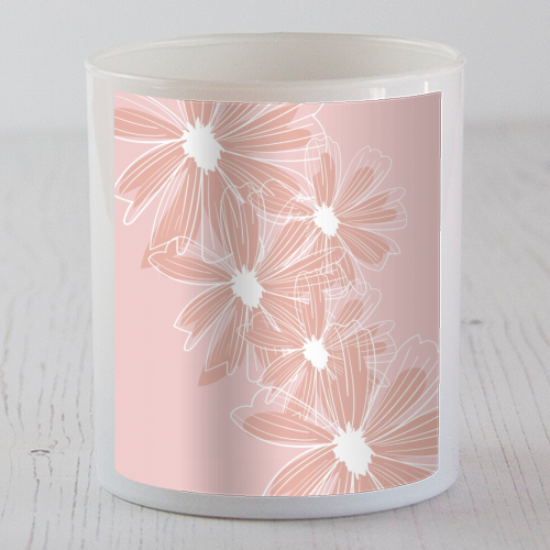 Pink and White Daisy Flowers - scented candle by Toni Scott